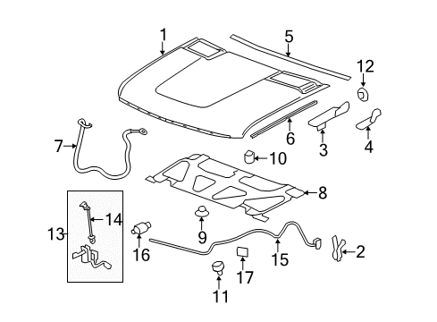 2012 Chevrolet Silverado 2500 HD Hood & Components Hood Diagram for 20952912