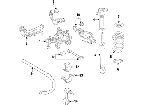 2020 Toyota Camry Rear Suspension Components, Lower Control Arm, Upper Control Arm, Stabilizer Bar Suspension Crossmember Cushion Diagram for 52271-06170