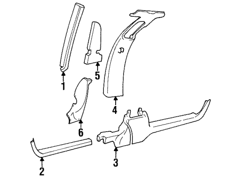 1998 Cadillac DeVille Interior Trim - Pillars, Rocker & Floor Molding Asm-Windshield Upper Garnish *Black Diagram for 3540252