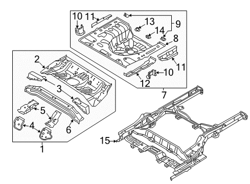 2014 Hyundai Elantra Coupe Rear Body - Floor & Rails Panel Assembly-Rear Floor Front Complete Diagram for 65510-3X200