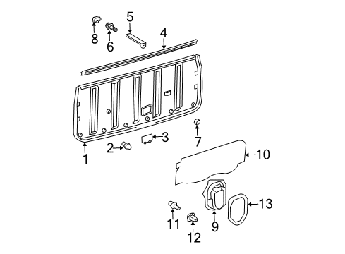 2006 Toyota 4Runner Interior Trim - Lift Gate Gate Trim Panel Cover GREY Diagram for 64791-35010-B0