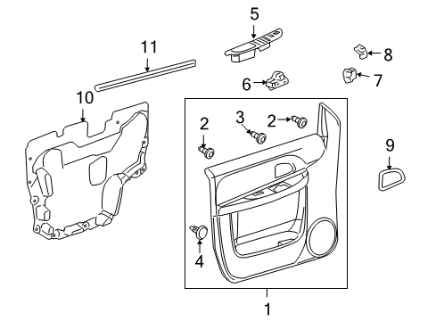 2005 Pontiac Montana Mirrors Panel Asm-Front Side Door Trim *Gray Diagram for 25898226