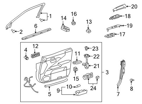 2012 Lexus LS600h Front Door Multiplex Network Door Computer, Front Left Diagram for 89222-50320