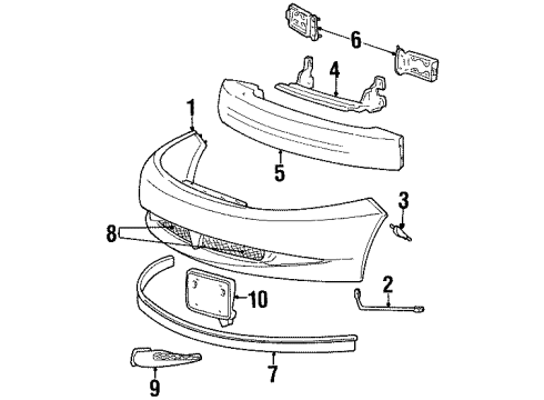 2000 Mercury Cougar Front Bumper Cover Diagram for F8RZ-17E810-AA