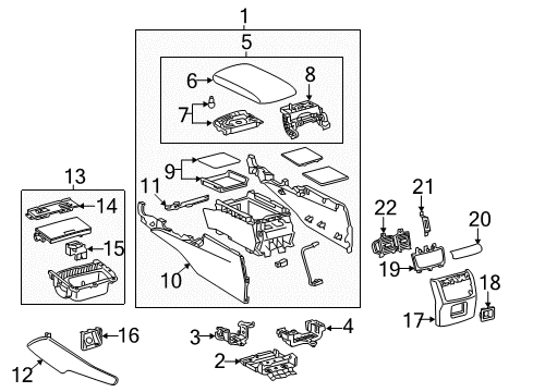 2015 Lexus GS450h Center Console Box Assembly, Console Diagram for 58810-30C70-20