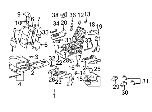 2004 Lexus GX470 Front Seat Components Front Seat Back Cover, Right (For Separate Type) Diagram for 71073-6A520-A0