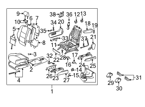 2005 Lexus GX470 Front Seat Components Seat Assy, Front RH Diagram for 71100-60A00-A1
