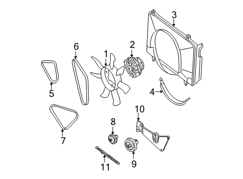 2002 Nissan Xterra Belts & Pulleys SHROUD-Upper Diagram for 21476-4S110