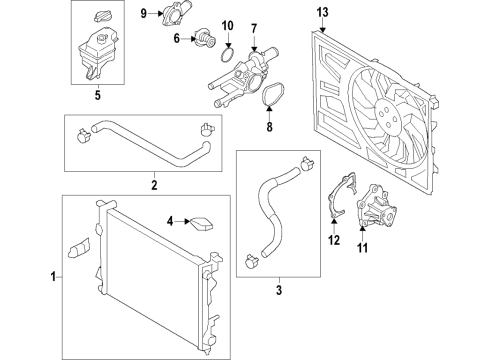 2021 Hyundai Santa Fe Cooling System, Radiator, Water Pump, Cooling Fan Pump Assembly-COOLANT Diagram for 251002MHA0