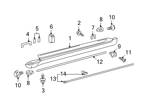 2008 Lexus GS350 Exterior Trim - Pillars, Rocker & Floor Weatherstrip, Front Door, NO.2 RH Diagram for 67863-30140