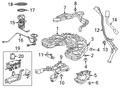 2017 Jeep Grand Cherokee Fuel Supply Auxiliary Level Unit Module Kit Diagram for 5145586AC