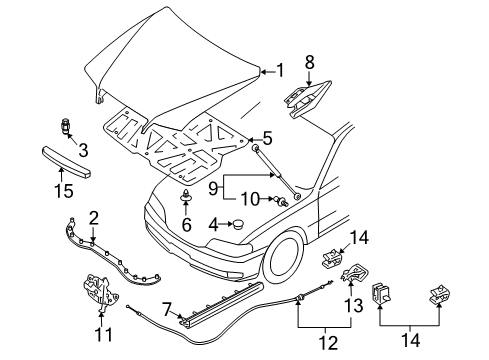 2004 Infiniti Q45 Hood & Components Stay Assembly-Hood, L Diagram for 65471-AR025