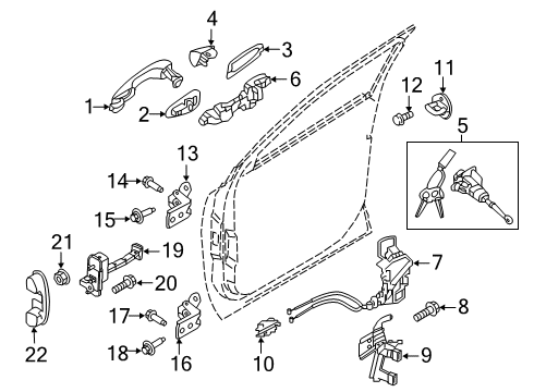 2020 Kia Telluride Front Door Door Outside Handle Assembly Diagram for 82661S9700