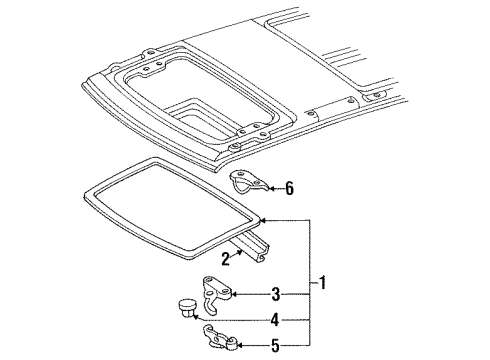 1992 Toyota Previa Sunroof Handle Assy, Tilt Roof Lock Diagram for 63260-95D01