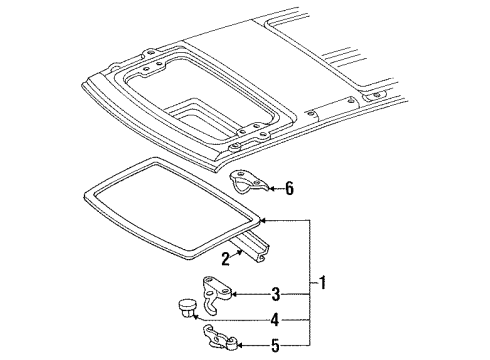 1992 Toyota Previa Sunroof Striker Diagram for 63282-95D00