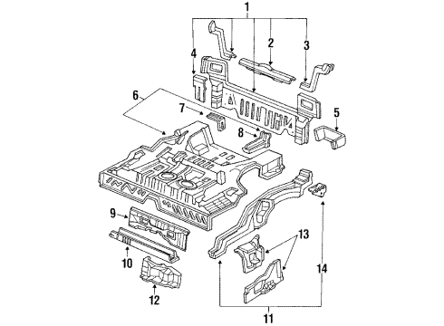 1988 Honda Civic Rear Body Panel Set, RR. Floor Diagram for 04655-SH9-A00ZZ