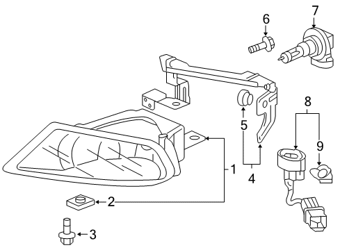 2006 Honda Odyssey Fog Lamps Bracket, L. Diagram for 33956-SHJ-A01