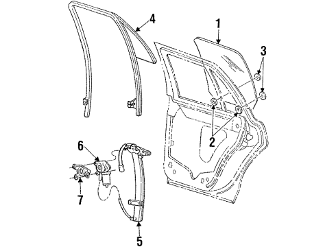 1993 Mercury Grand Marquis Rear Door - Glass & Hardware Run Channel Diagram for F3MY-5426870-A