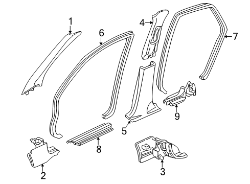 1999 Honda Accord Interior Trim - Pillars, Rocker & Floor Garnish Assy., R. FR. Pillar *NH302L* (PALE QUARTZ) Diagram for 84101-S84-A01ZB