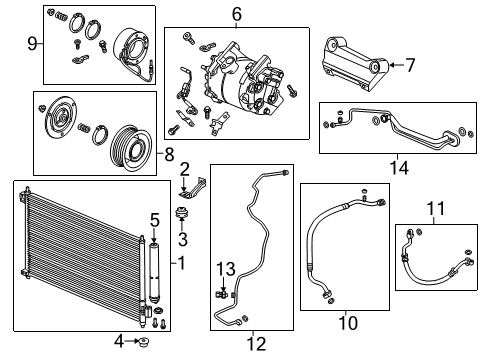 2013 Acura ILX A/C Condenser, Compressor & Lines Pipe Assembly, Air Conditioner Diagram for 80320-TX6-A02