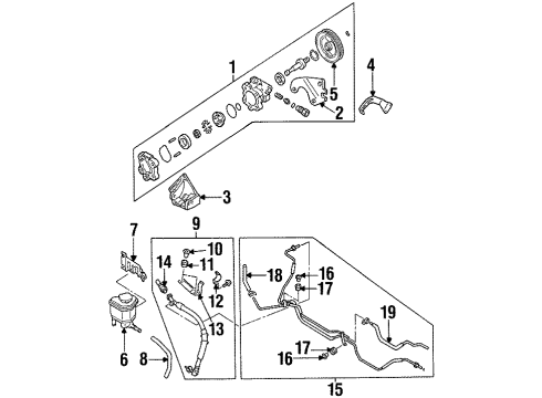 1997 Nissan 200SX P/S Pump & Hoses, Steering Gear & Linkage Pump Assy-Power Steering Diagram for 49110-4B000