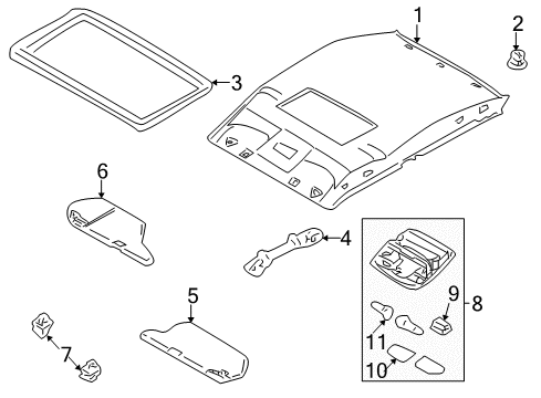 2001 Nissan Sentra Sunroof Lamp Assembly-Map Diagram for 26430-5M063