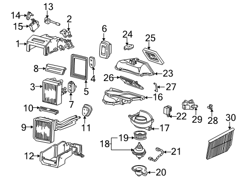 2002 Ford Thunderbird A/C Evaporator & Heater Components Seal Diagram for XW4Z-19C593-AA