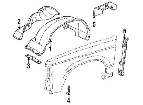 1992 GMC Jimmy Fender - Inner Components Shield-Front Wheelhouse Panel Splash-RH Diagram for 15592730