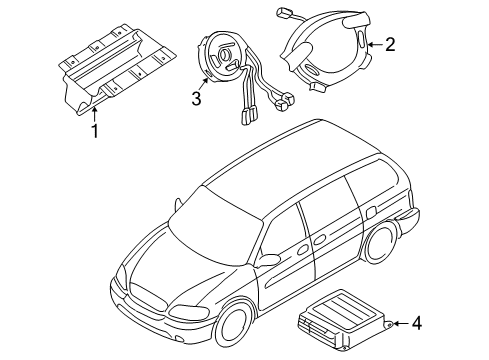 2002 Kia Sedona Air Bag Components Src Assembly Diagram for 0K58T66126