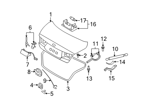 2009 Hyundai Azera Bulbs Cover-Trunk Lid Hinge Arm Upper, LH Diagram for 81811-3L000