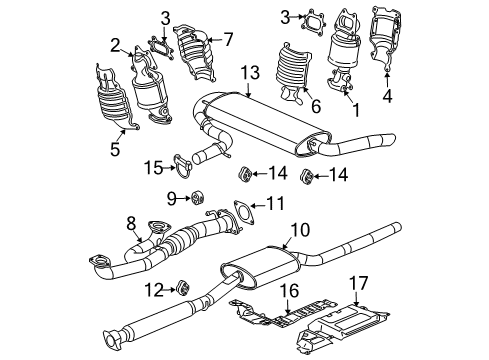 2007 Saturn Vue Exhaust Components, Exhaust Manifold Exhaust Muffler Assembly (W/ Exhaust Pipe & Tail Pipe) Diagram for 15907347