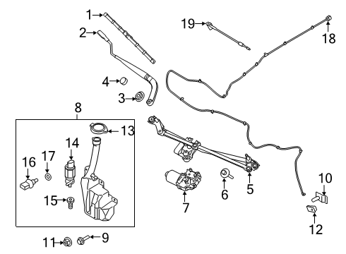 2020 Ford Mustang Wipers Wiper Arm Diagram for FR3Z-17527-A