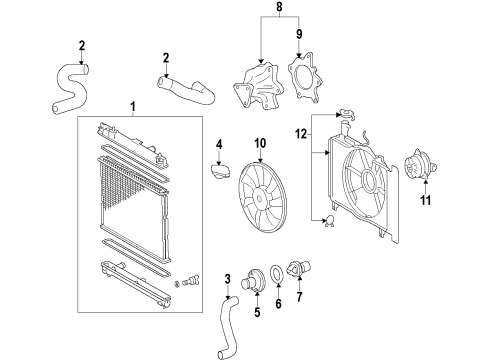 2013 Toyota Yaris Cooling System, Radiator, Water Pump, Cooling Fan Fan Blade Diagram for 16361-21090