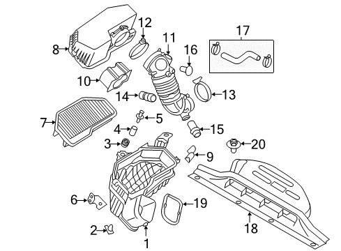 2014 Hyundai Genesis Coupe Filters Cover-Air Cleaner Diagram for 28111-2M200