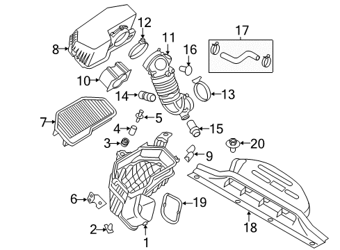 2014 Hyundai Genesis Coupe Filters Hose-Air Intake Diagram for 28138-2M200