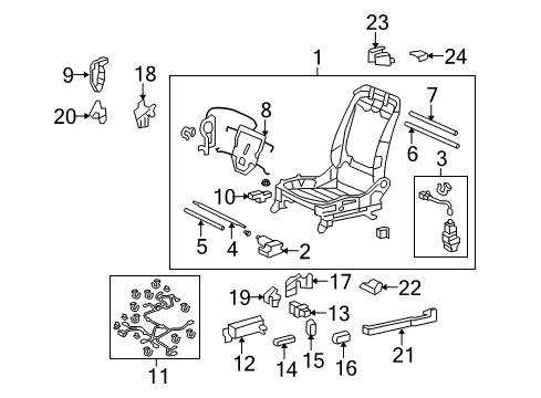 2011 Honda Accord Crosstour Power Seats Tube, Side Impact Support Diagram for 81650-TA5-A71