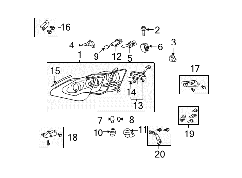 2005 Lexus LS430 Headlamps Headlamp Unit Assembly, Left Diagram for 81170-50251