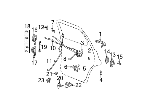 2007 Chrysler PT Cruiser Rear Door - Lock & Hardware Handle-Inside Remote Control Diagram for 1AQ41BDAAB