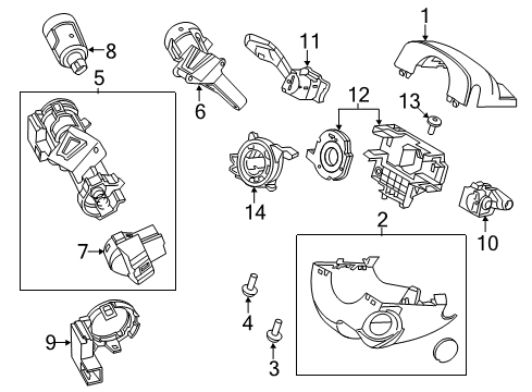 2018 Ford C-Max Shroud, Switches & Levers Ignition Housing Diagram for BV6Z-3511-E