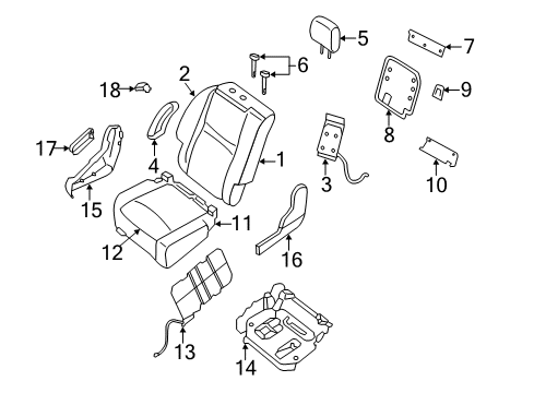 2014 Infiniti QX60 Second Row Seats Trim Assembly - 2ND Seat Back, RH Diagram for 88620-3JA2A