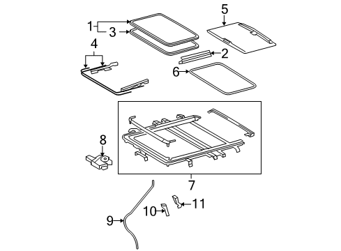 2010 Toyota Highlander Sunroof Sunshade Diagram for 63306-0E050-B0