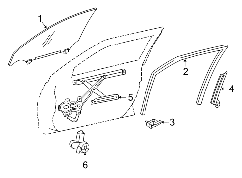 2020 Lexus IS300 Front Door Run, Front Door Glass Diagram for 68141-53040