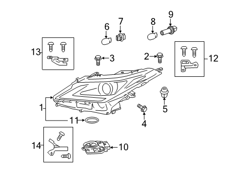 2019 Lexus RX350L Headlamps Headlamp Unit With Gas Diagram for 81185-48E11