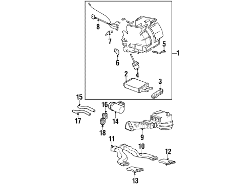 1999 Hyundai Tiburon Heater Core & Control Valve Core & Seal Assembly-Heater Diagram for 97221-22001