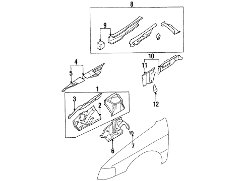 1998 Nissan 200SX Structural Components & Rails Cover - Splash HOODLEDGE L Diagram for 64839-1M200