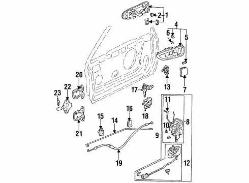 1993 Honda Civic del Sol Front Door Handle Assembly, Driver Side (Outer) (Frost White) Diagram for 72180-SR8-A01ZC