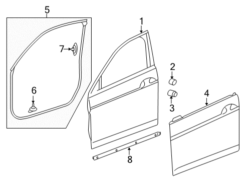 2013 Acura ZDX Front Door Weatherstrip, Left Front Door Diagram for 72350-SZN-A01