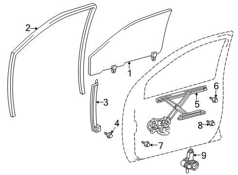 2001 Toyota Prius Front Door Lower Frame Diagram for 67404-47011