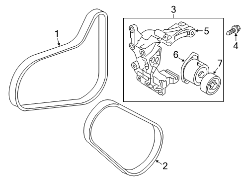 2017 Kia Sorento Belts & Pulleys Tensioner Assembly-Pulley Diagram for 252813C100