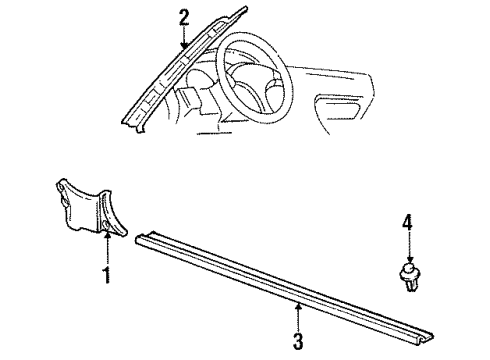 1993 Nissan 240SX Interior Trim - Pillars, Rocker & Floor Kit Windshield Pillar GARNISH, RH Diagram for K8784-6X001